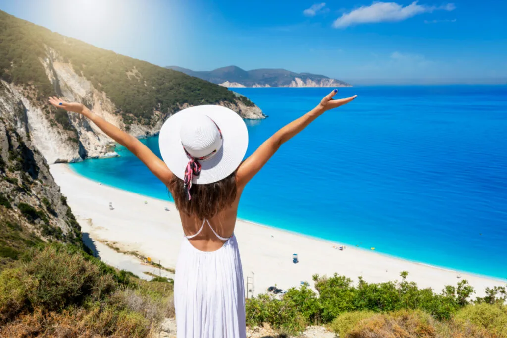 Woman in Myrtos Beach
