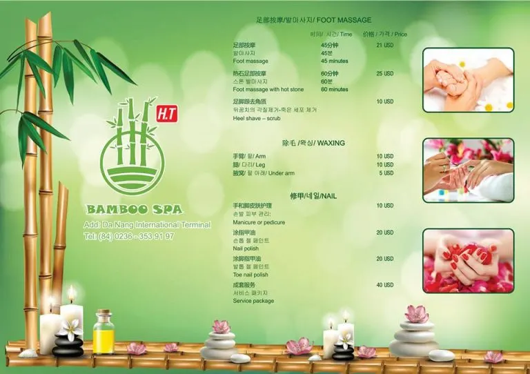 Bamboo Spa Menu at Da Nang Airport - international terminal