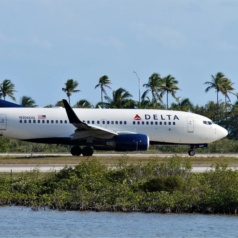A Delta Airplane Lands at Key West International Airport