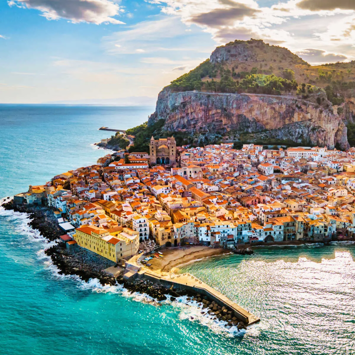 Aerial view of Cefalu, Sicily
