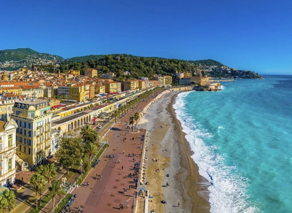 Aerial view of Nice, Nice, the capital of the Alpes-Maritimes department on the French Riviera
