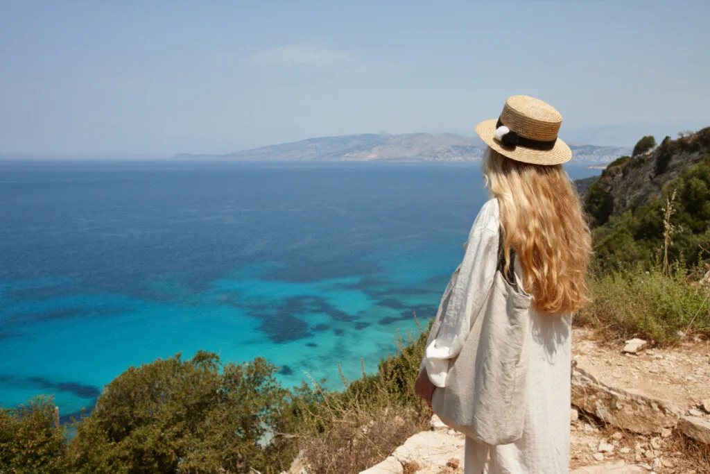 Woman in Albania Looking at the Adriatic Sea