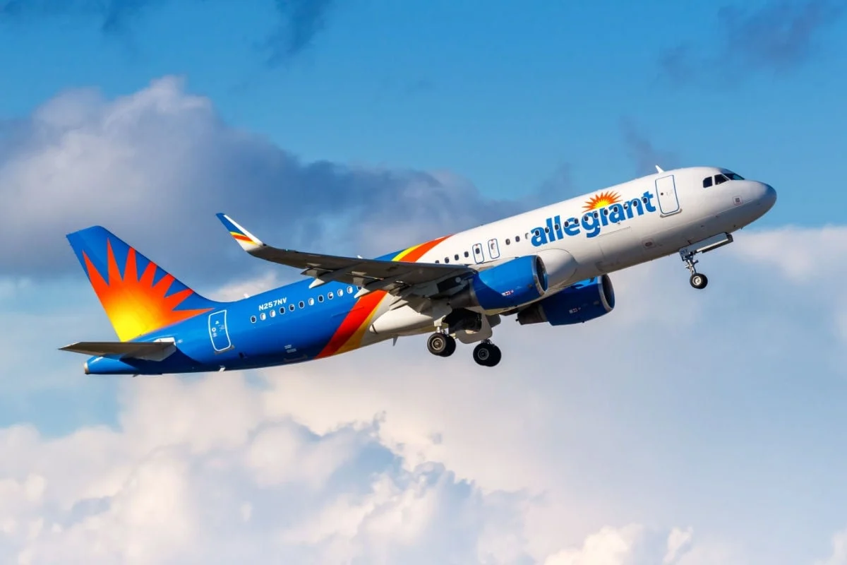 Allegiant Airbus A320 airplane at Palm Beach airport (PBI) in the United States.