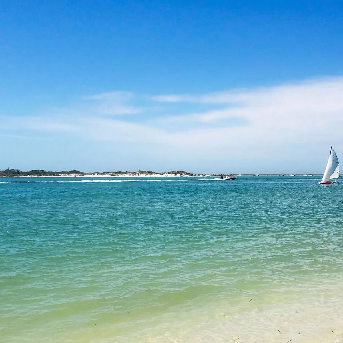 Blue-green waters off Shell Island, Florida