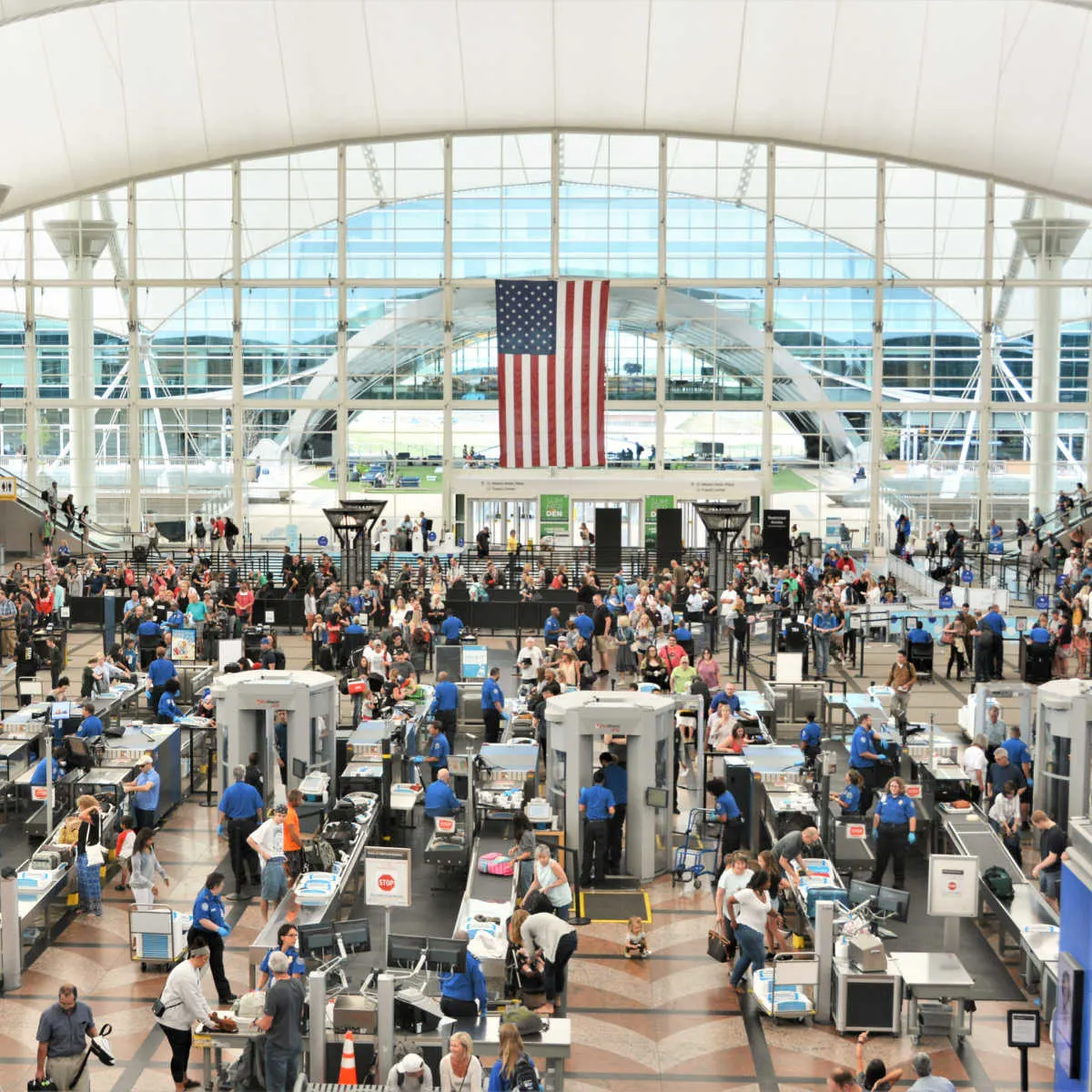 Crowded airport in U.S.