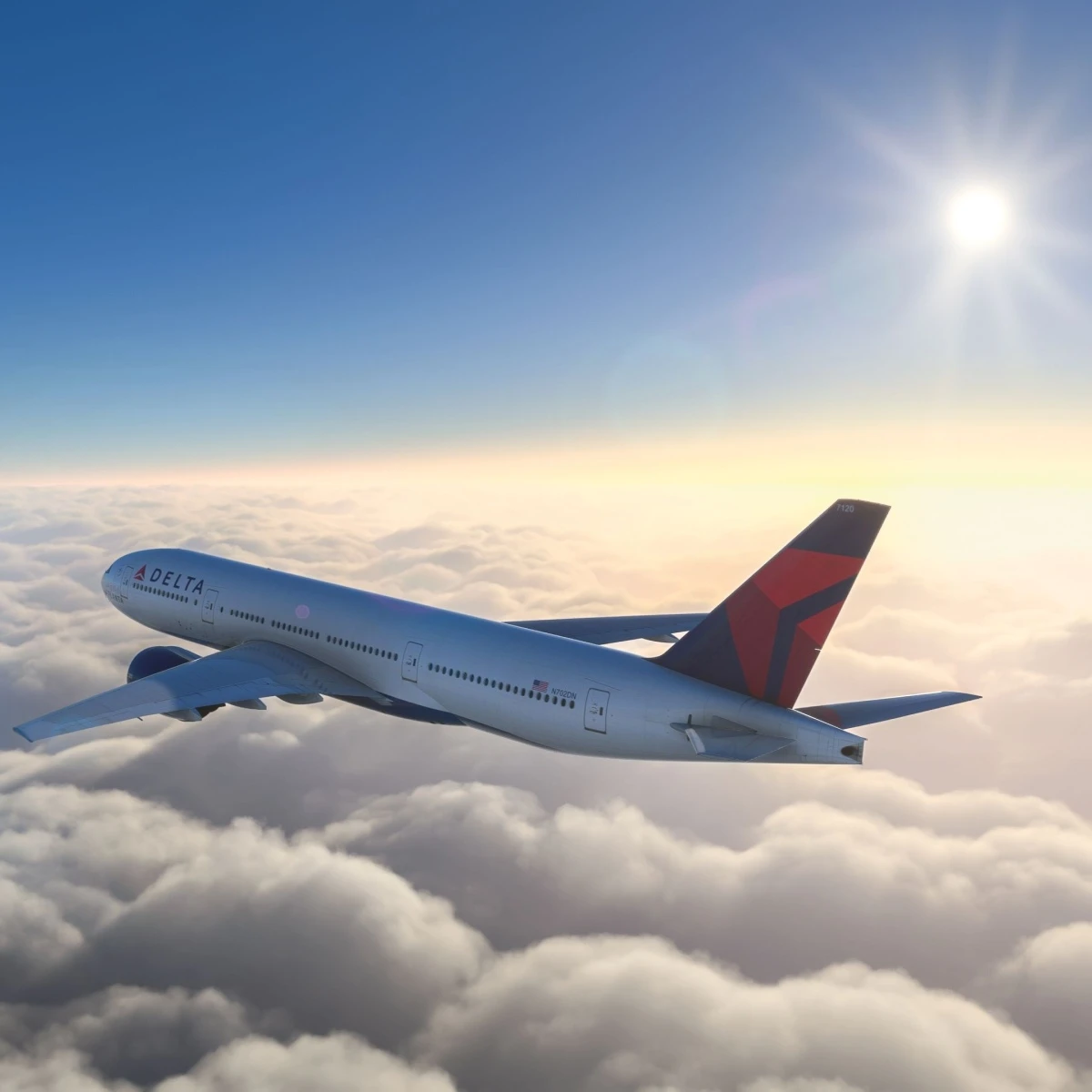 Delta Airlines plane flying