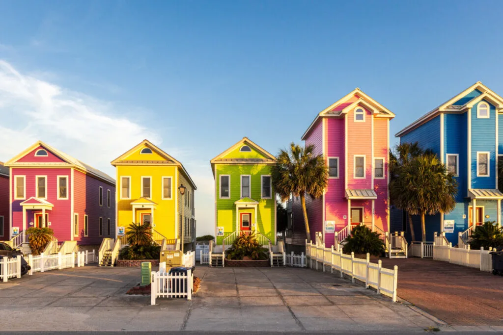 Colorful row of homes in St. George, Florida