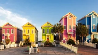 Colorful row of homes in St. George, Florida