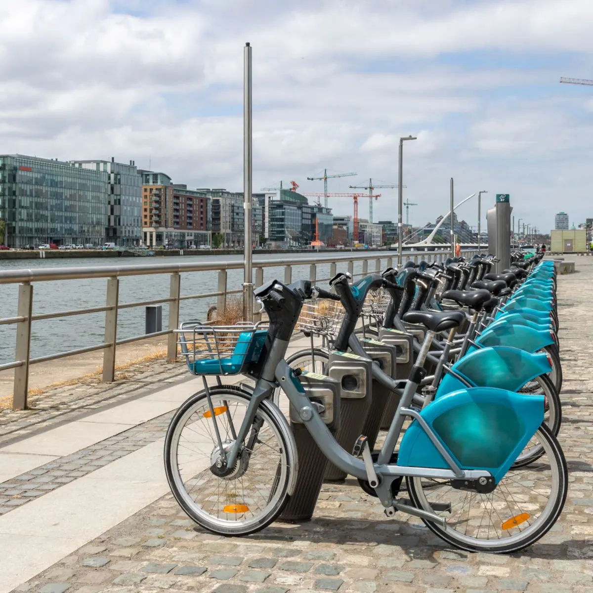 Dublinbikes terminal in the Docklands. Dublin bike station. Ireland