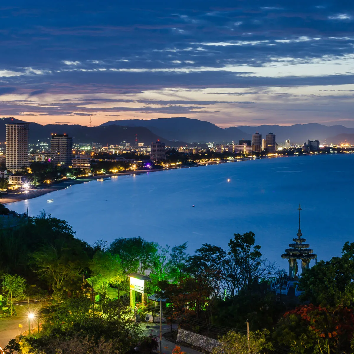 Evening view of Hua Hin cityscape