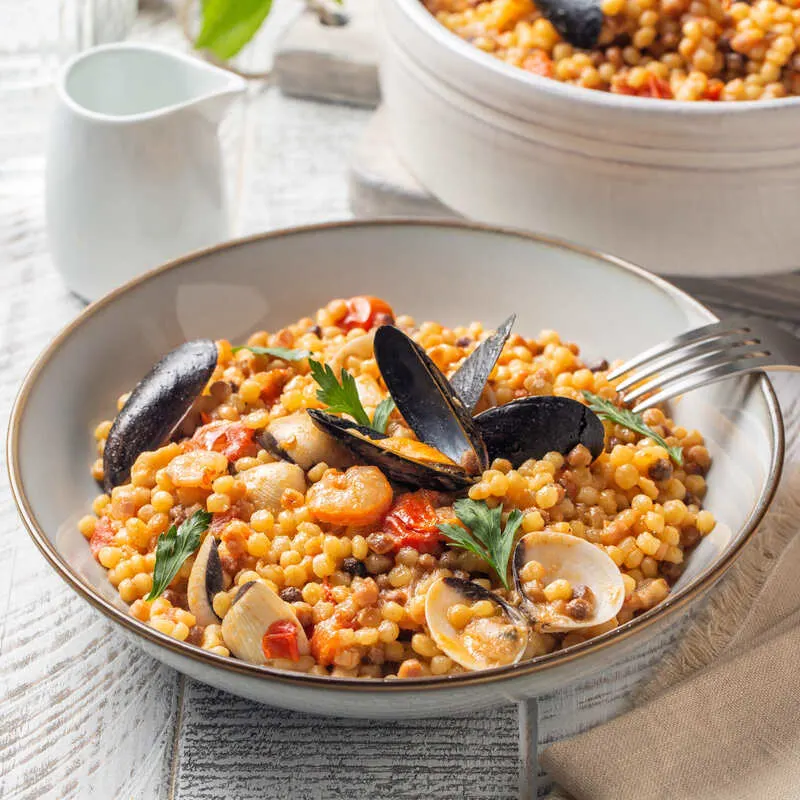 Fregula Pasta In Sardinia, Italy, Southern Europe