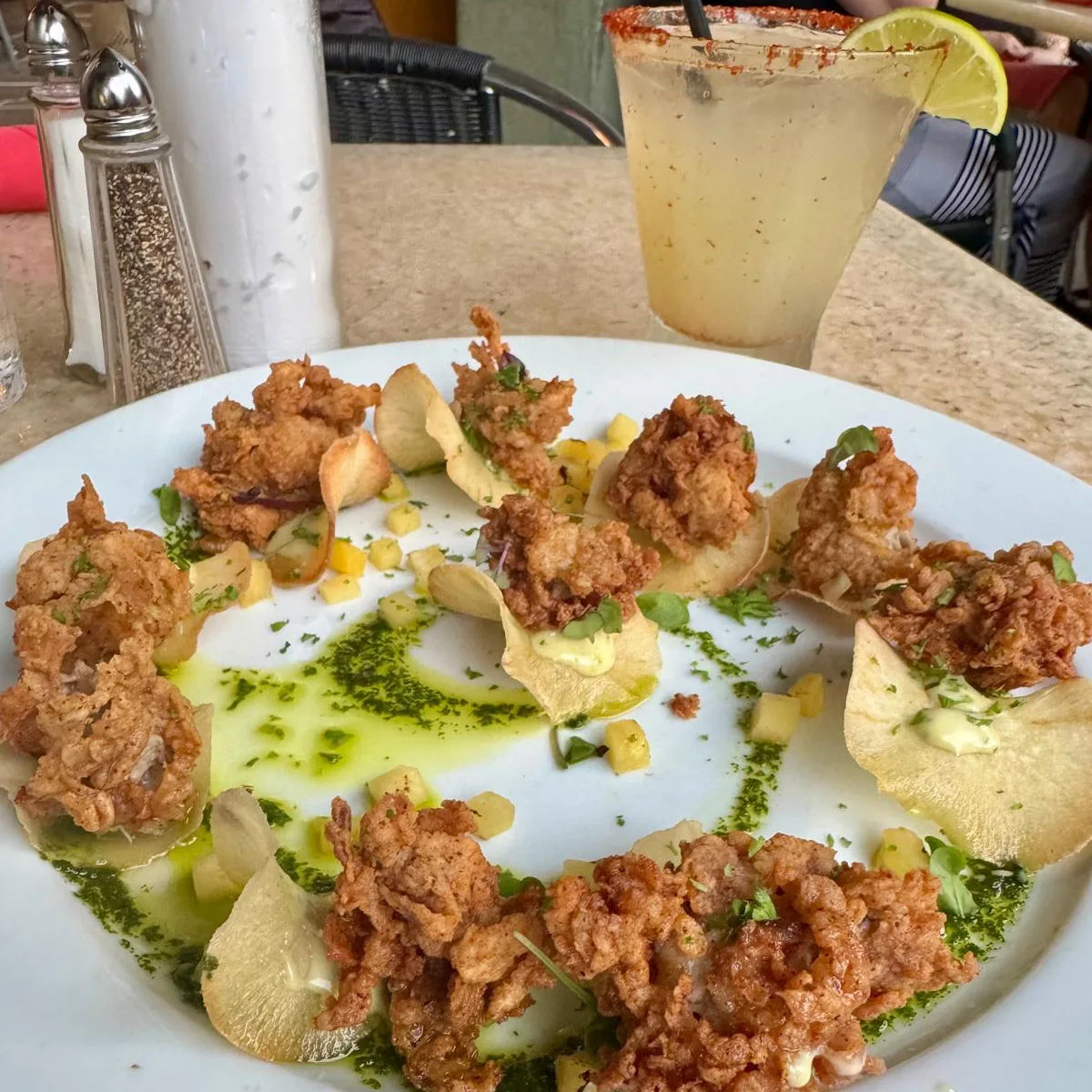 Fried oysters and margarita from Acenar - San Antonio, Texas