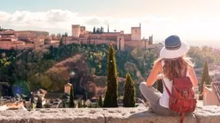 Woman overlooking Granada, Spain