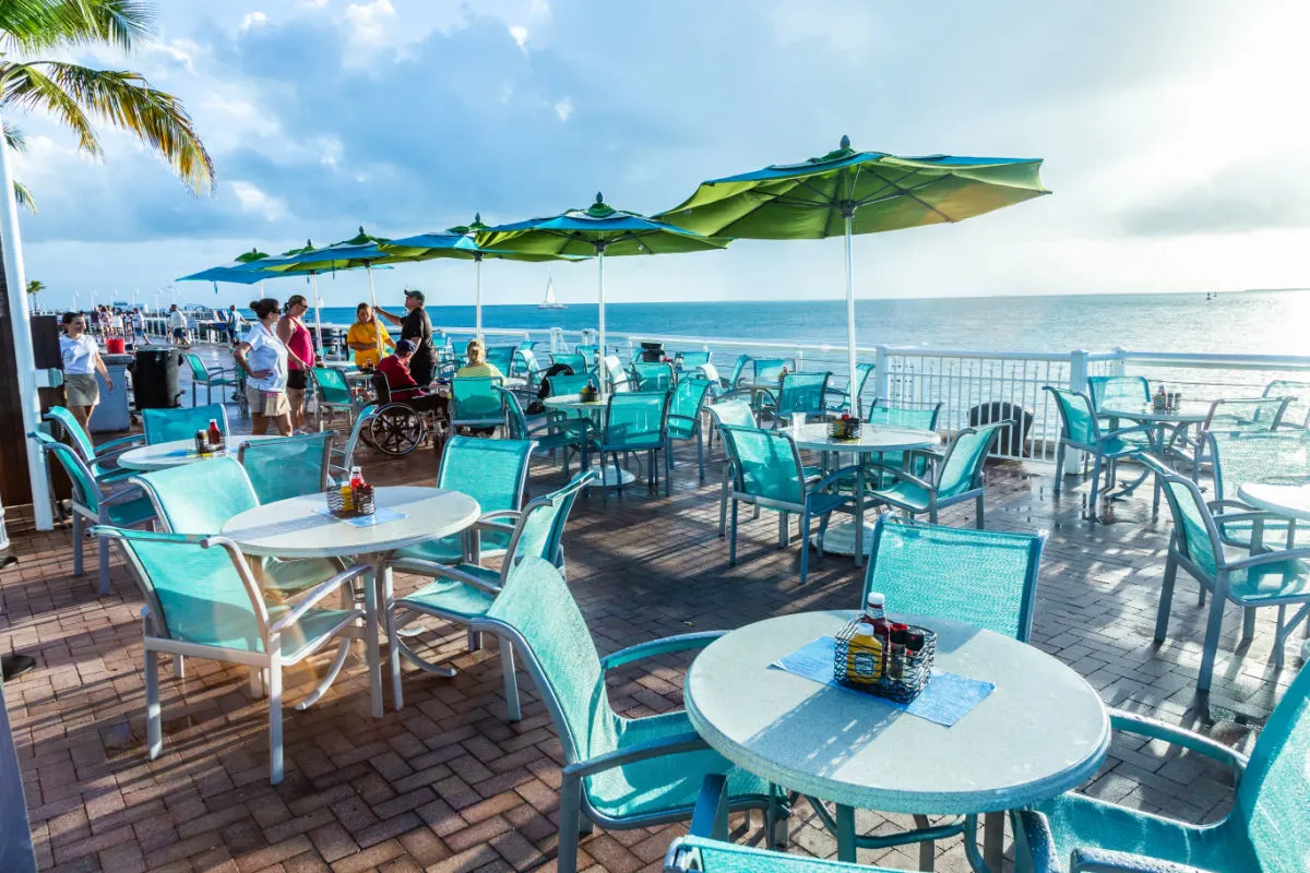 Key West, USA people enjoy the sunset point at Mallory square in Key West, USA. This place is the most popular sunset point in Key West.