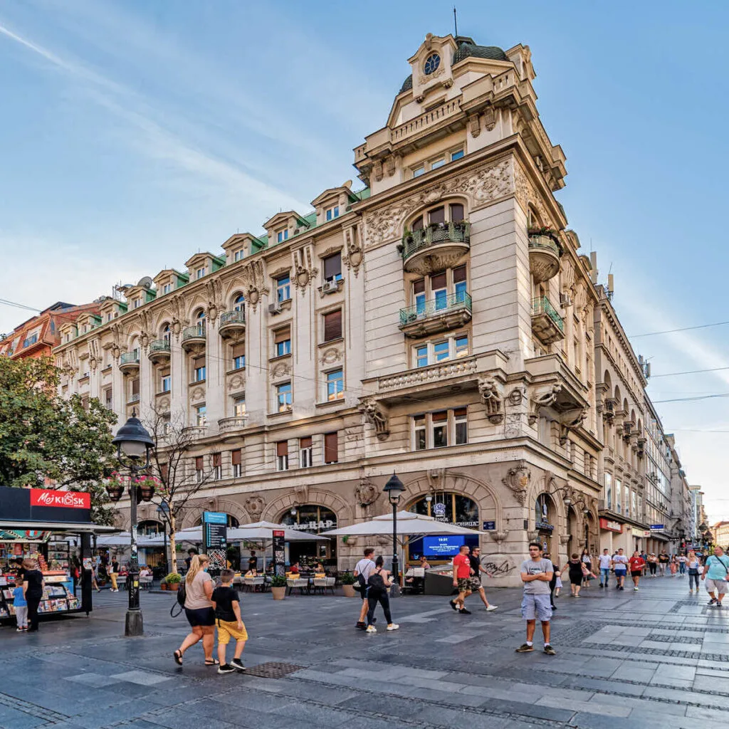 Knez Mihailova, A Pedestrianized Street Lined By Ornate Buildings In Belgrade Old Town In Serbia, Eastern Europe