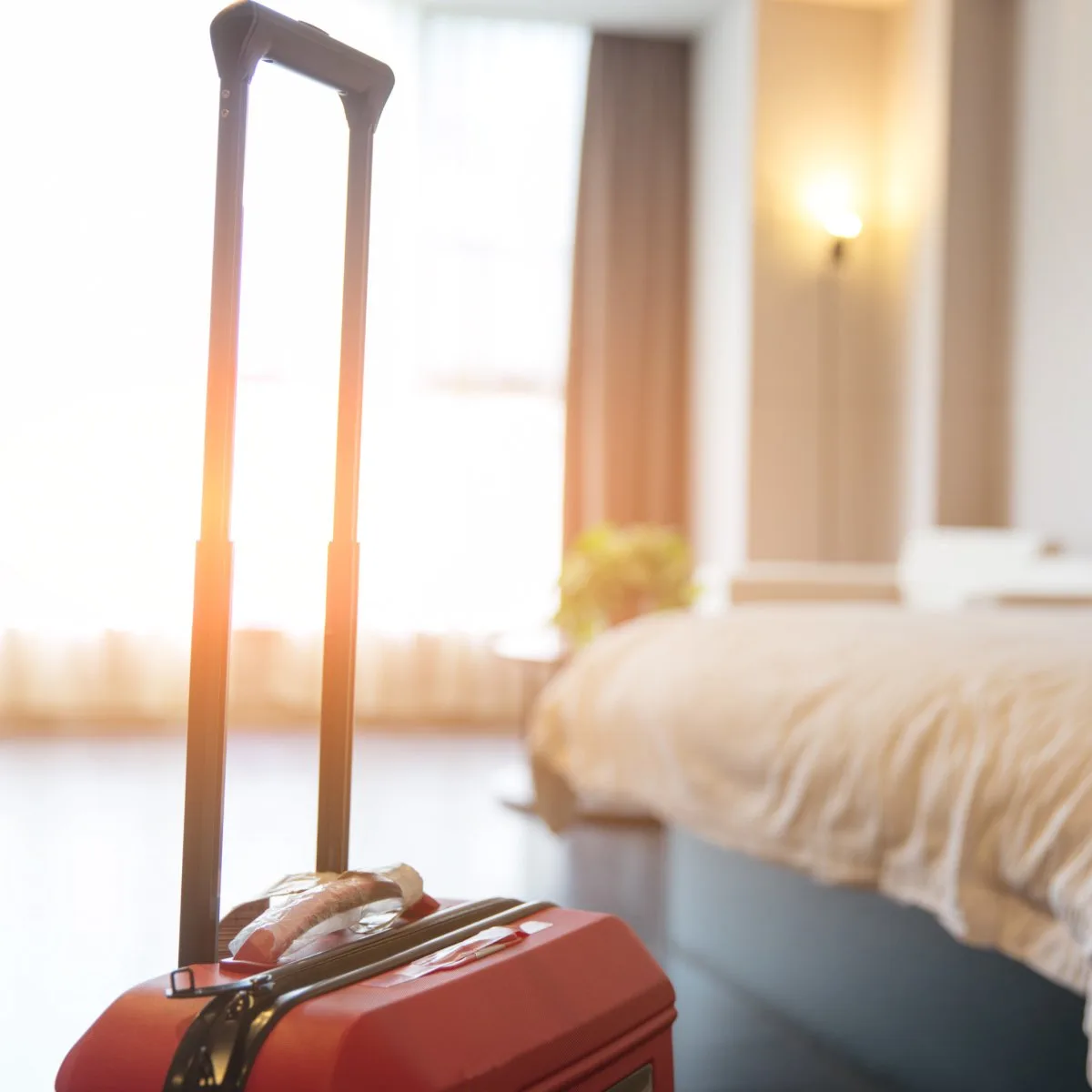 Luggage in a hotel room