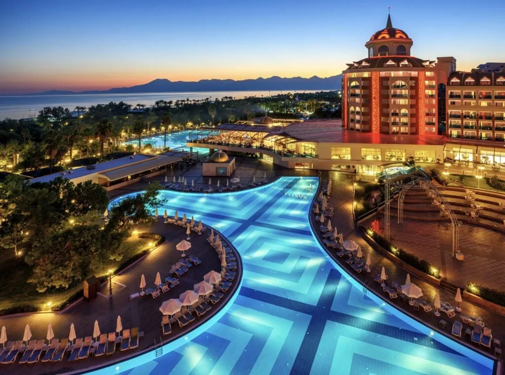 Luxurious all inclusive Delphin Be Grand hotel on mediterranean turkish Riviera coast