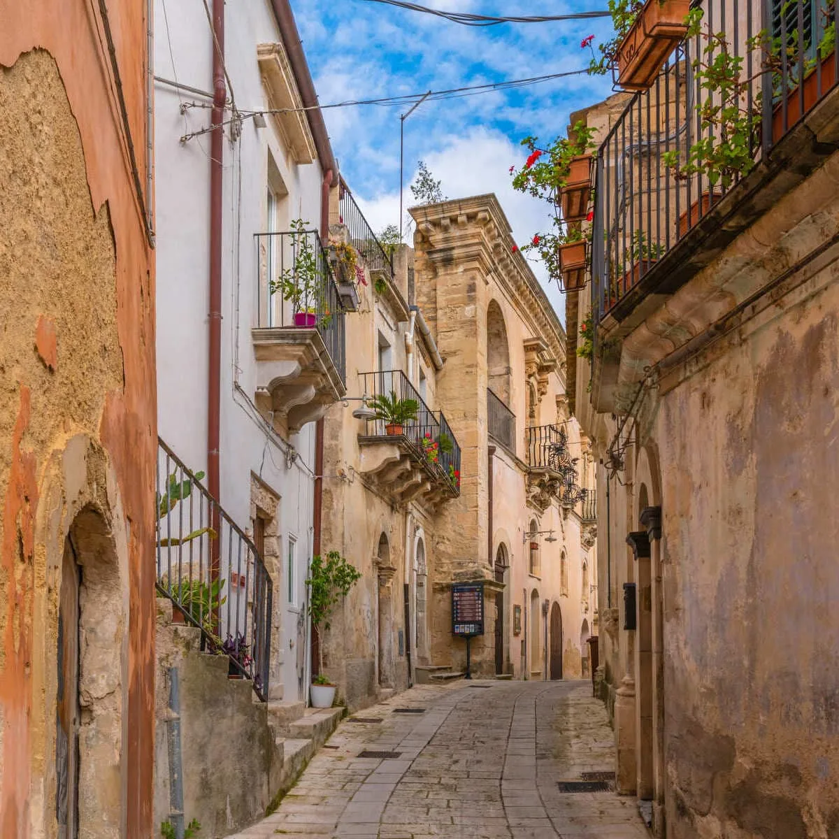 Narrow Street In Ragusa Ibla, Sicily, Italy