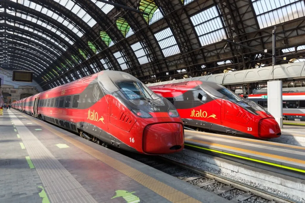 Trains in station in Milan