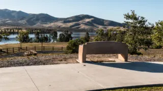 Bench overlooking mountains at Mountain Hawk Park in Chula Vista