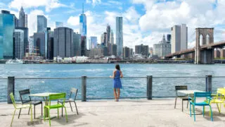 Female tourist viewing NYC skyline