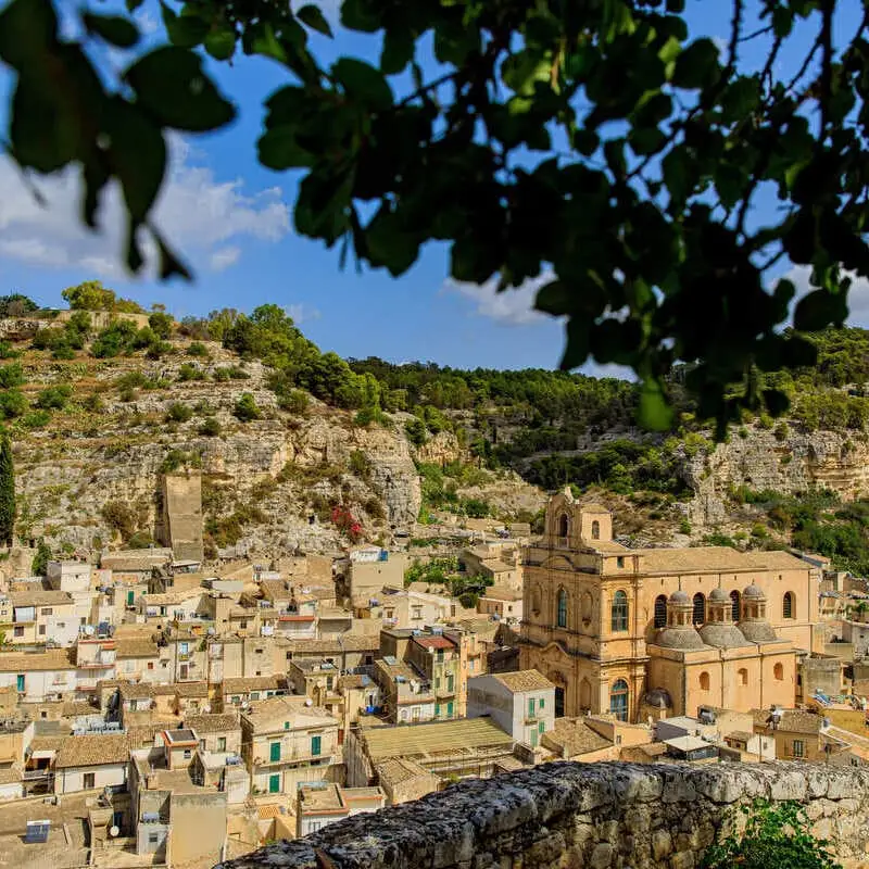Panoramic View Of Scicli, A Baroque Town In Sicily, Italy