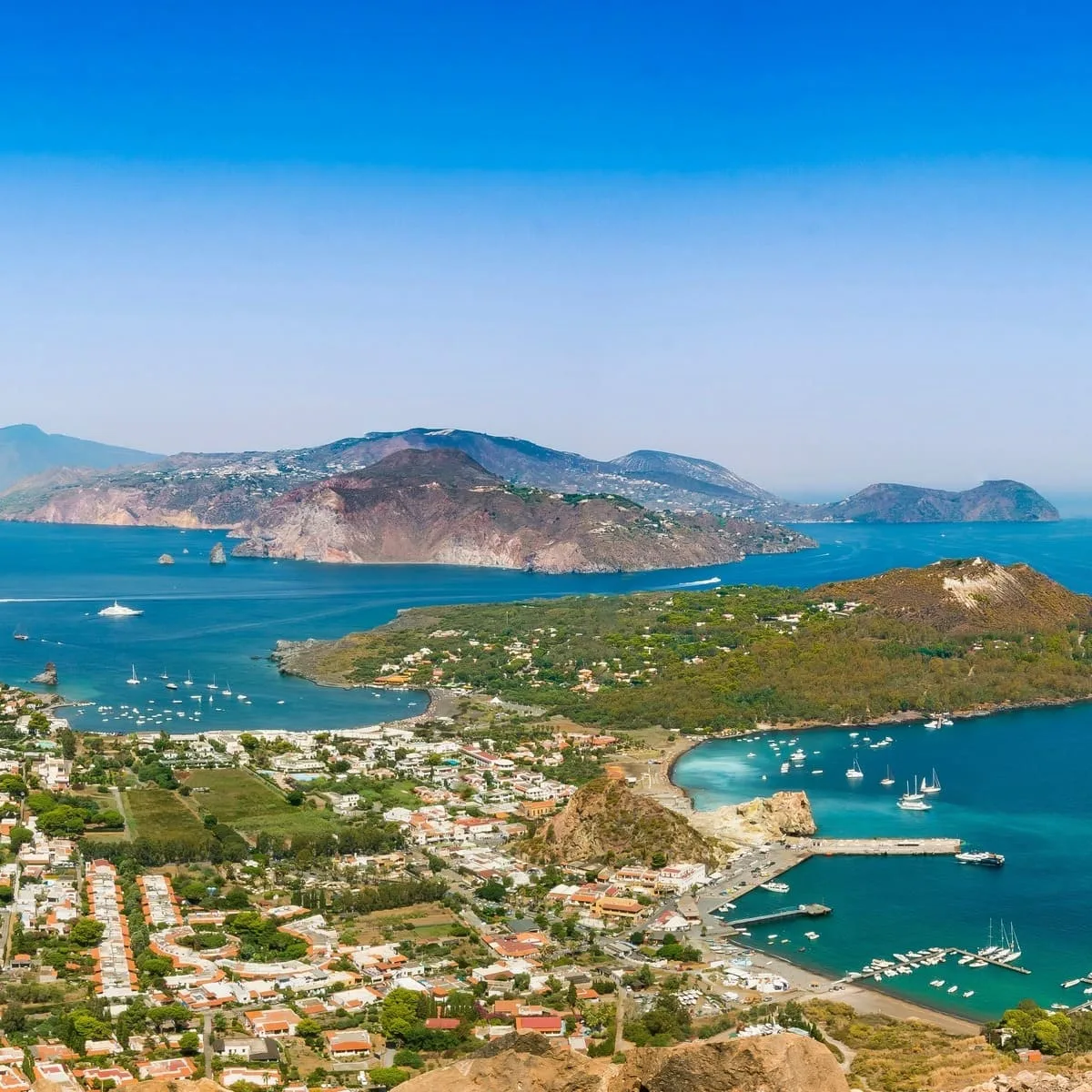 Panoramic View Of Vulcano Island, Aeolian Islands, Off The Coast Of Sicily, Italy, Southern Europe