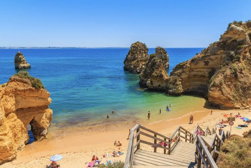 Hidden Portugal Beach with rock formations