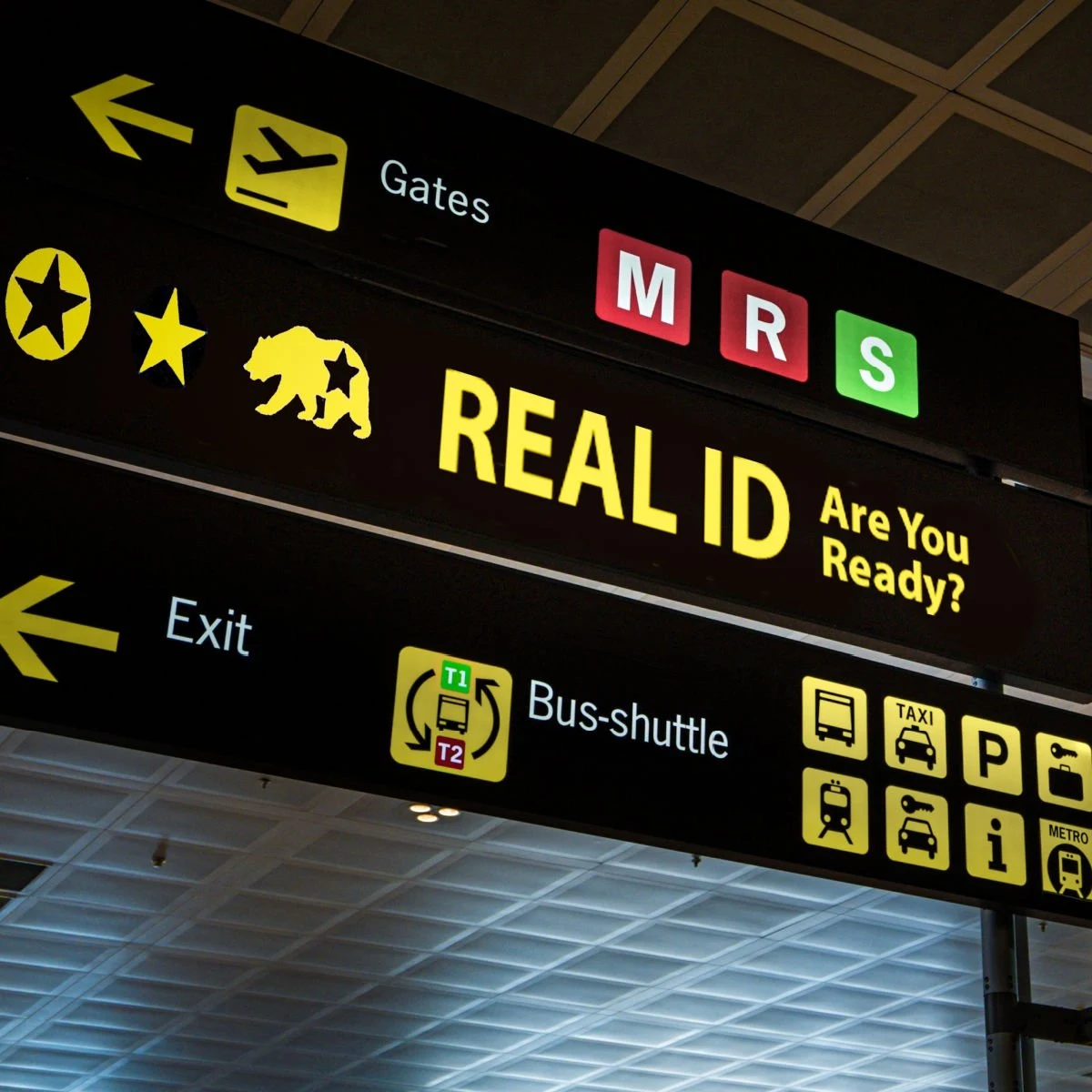 REAL ID sign at airport