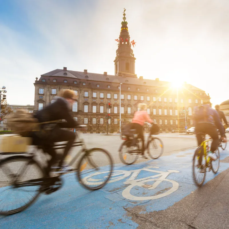 cyclists commuting in copenhagen denmark