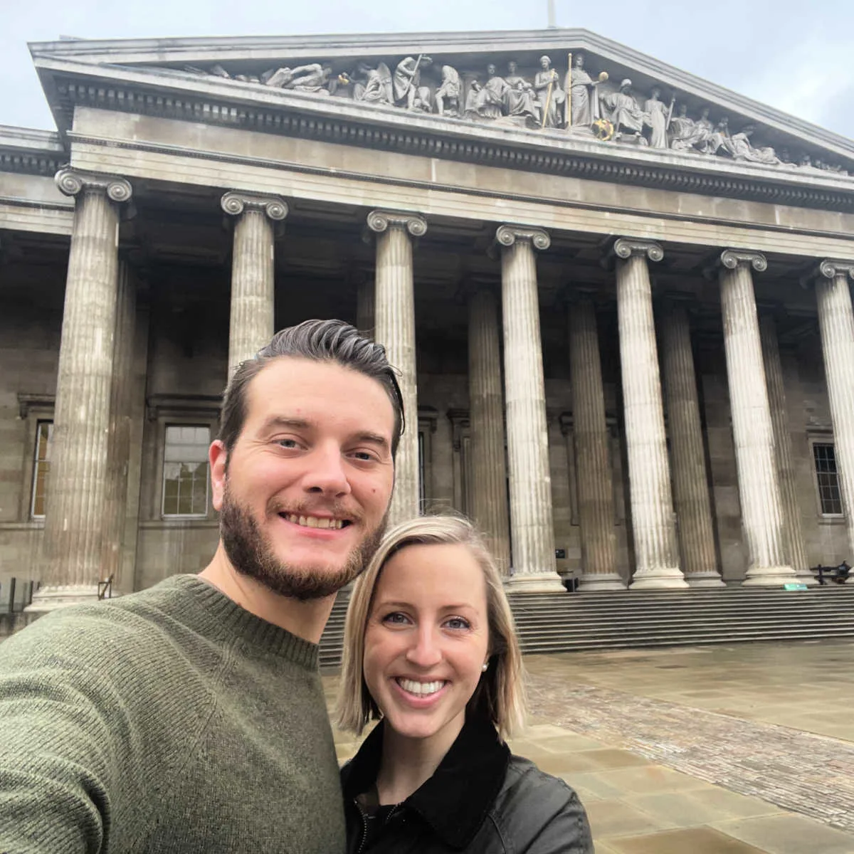 Smiling couple at the british museium