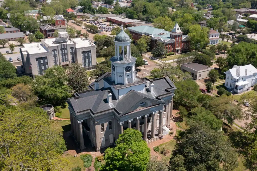 Aerial view of downtown Vicksburg, Mississippi