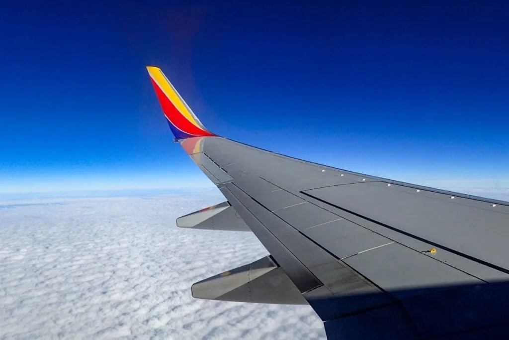 Window view of a Southwest plane wing