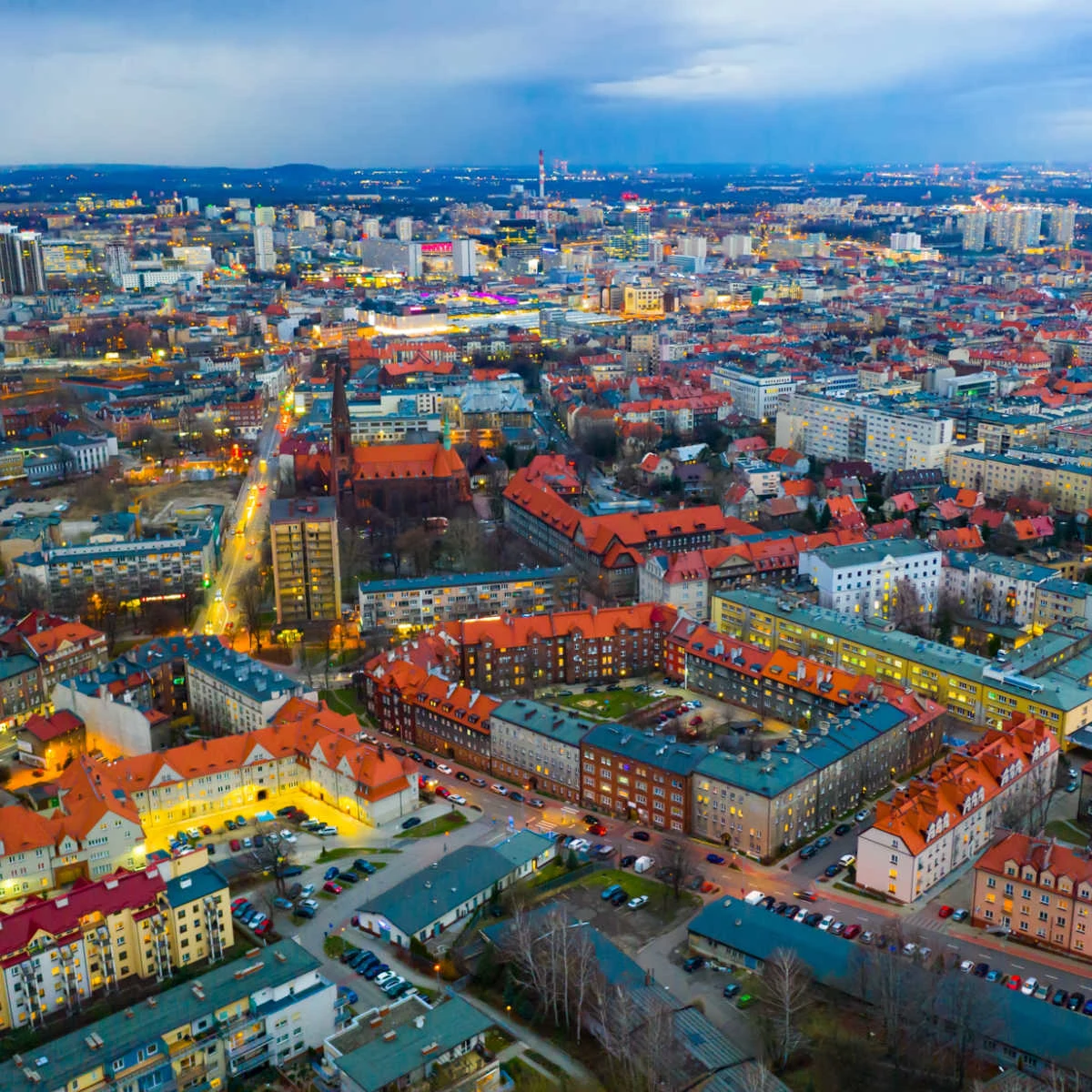 Sprawling cityscape of Katowice, Poland