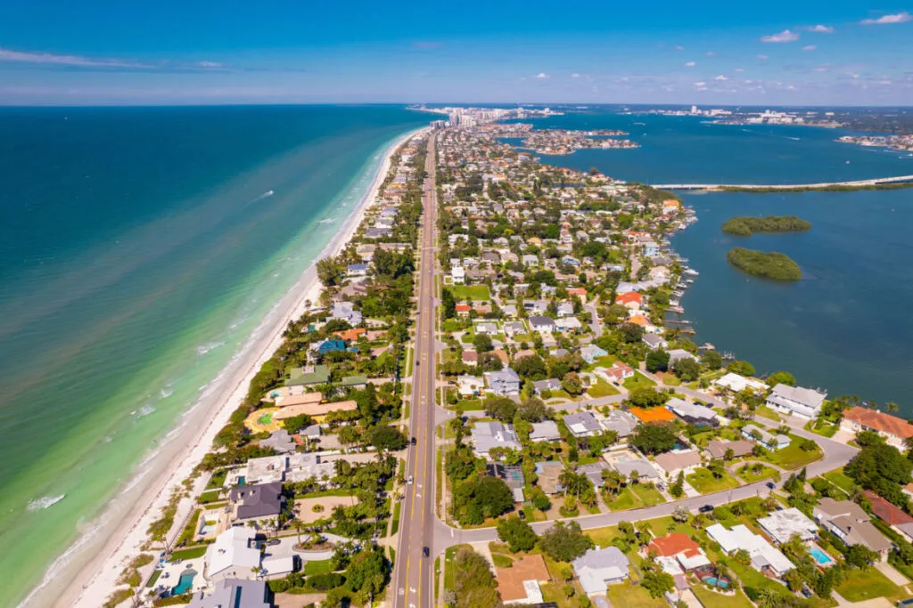 Aerial view of Indian Rocks Beach near Tampa