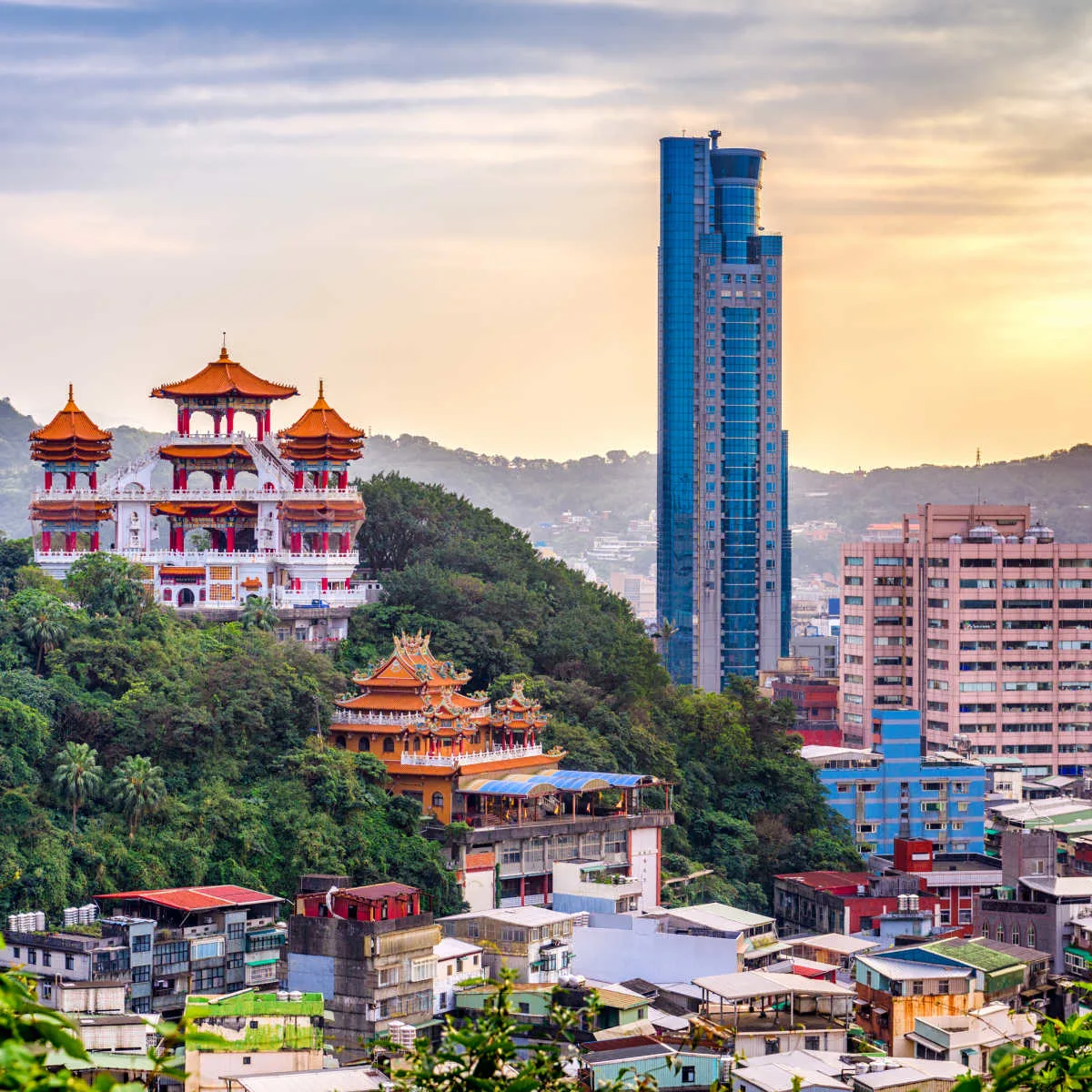 Temple on hilltop near Taipei