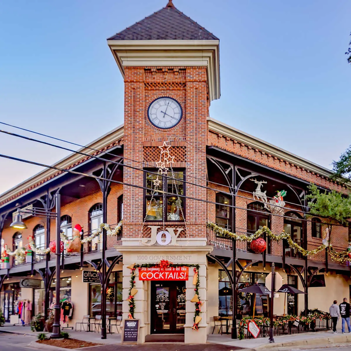 The Office Bar and Lounge with holiday decor in Ocean Springs, MS