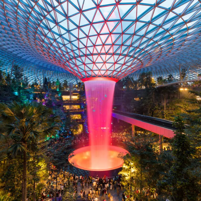 The rain vortex at the Jewel in Changi Airport, Singapore