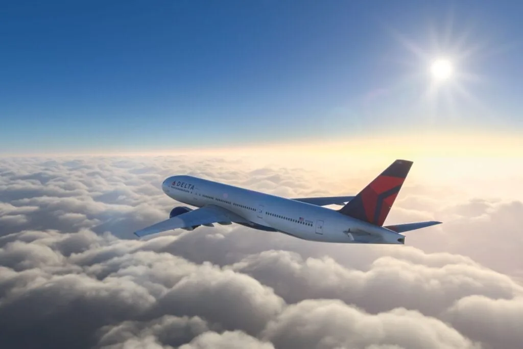 Delta Airlines plane in the sky