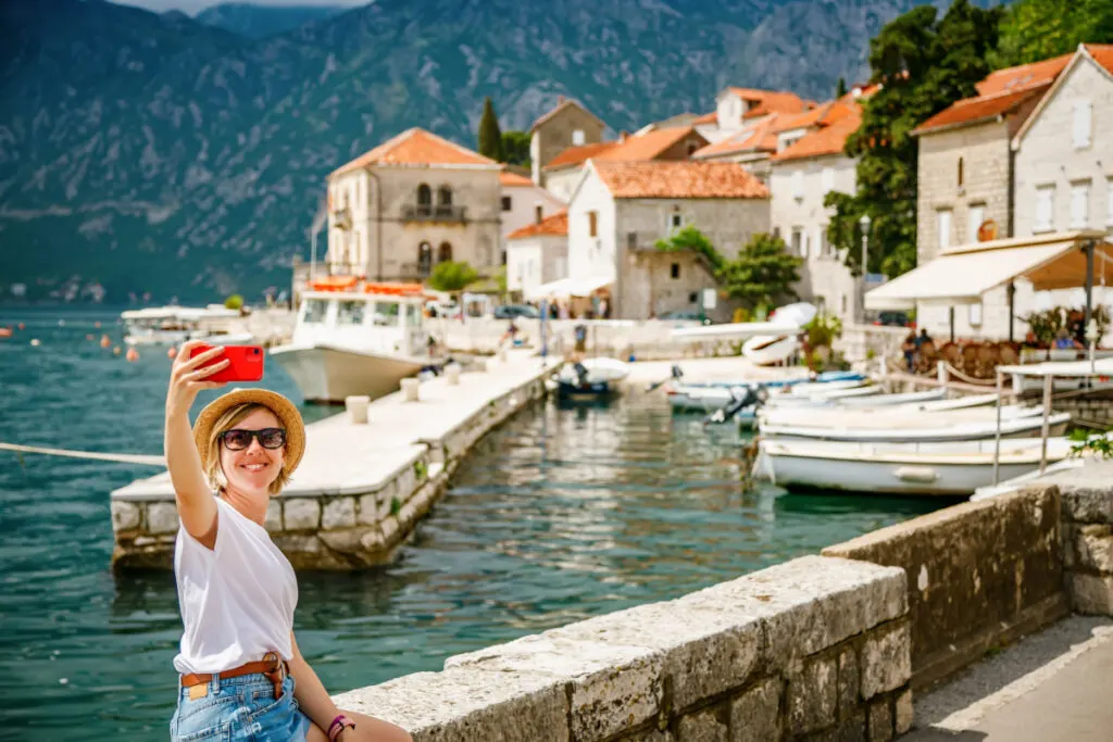 Woman Taking a Selfie in Montenegro