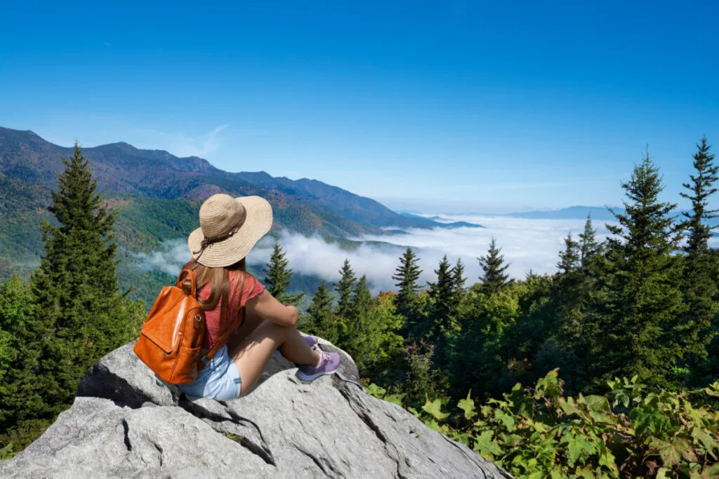Woman Hiking Near Asheville NC