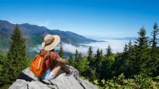 Woman Hiking Near Asheville NC
