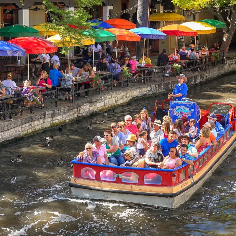 Tourist boat on San Antonio River Walk