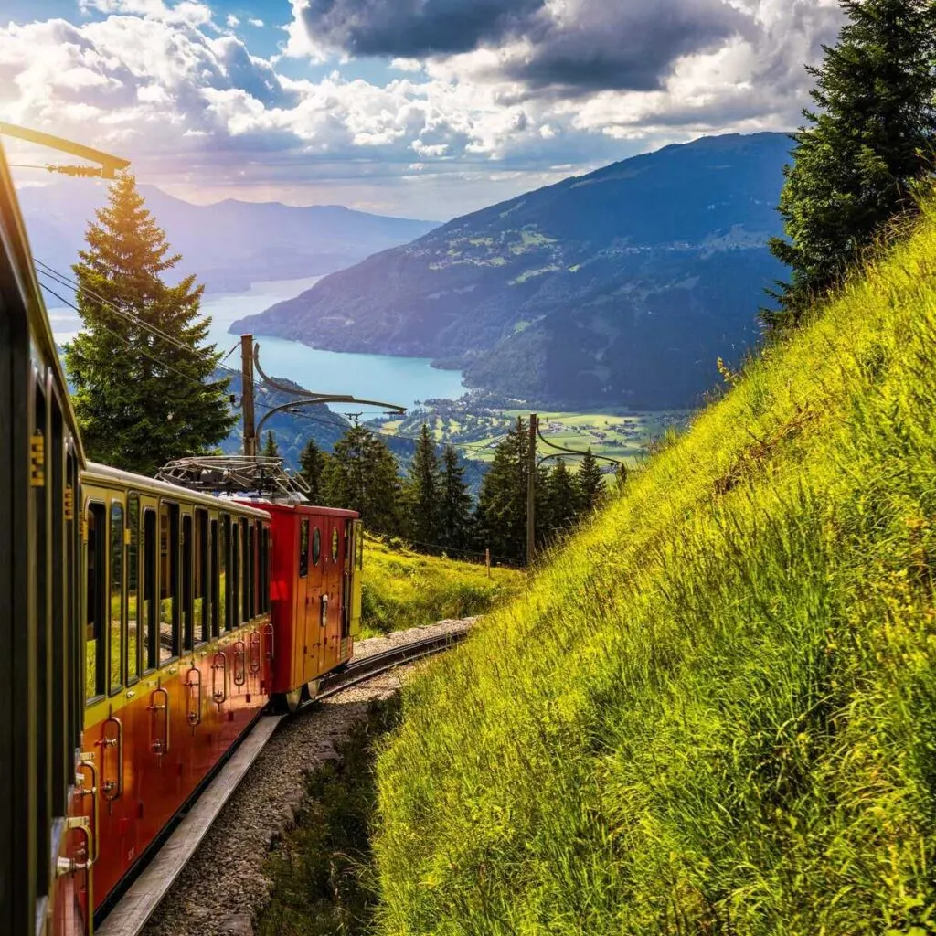 Train Traveling Through Switzerland