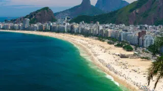 crowded copacabana beach in brazil