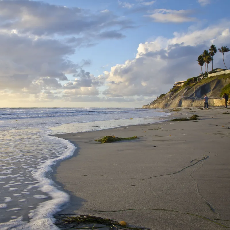 Uncrowded beach in Carlsbad, CA