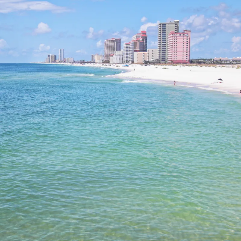 View-of-Gulf-Shores-Alabam-Buildings-and-Beach-From-Over-the-Ocean