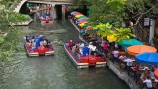 Boats on the river in San Antonio, Texas